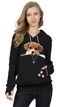 Jomago Womens Pet Carrier Sweater Cat Dog Pouch Hoodies Animal Holder Long Sleeve Hood Sweatshirt Black XX-Large