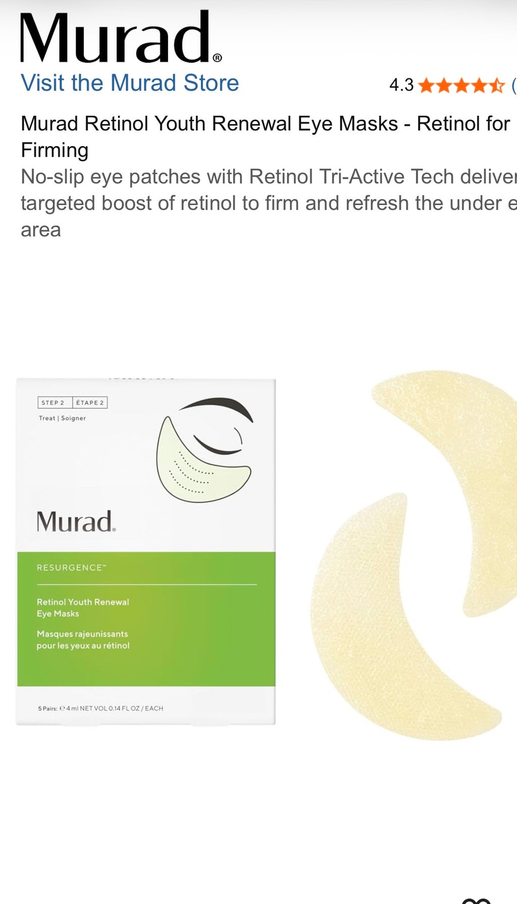 Murad Retinol Youth Renewal Eye Masks - Retinol for Firming