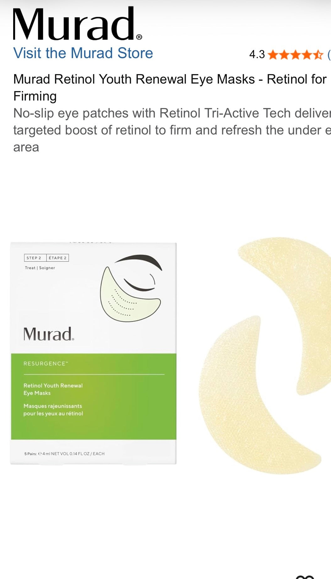 Murad Retinol Youth Renewal Eye Masks - Retinol for Firming